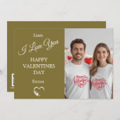 Modern Valentine’s Day Photo Card – Olive Bedankkaart (Voorkant / Achterkant)