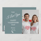 Modern Valentine’s Day Photo Card – Slate Gray Bedankkaart (Voorkant / Achterkant)