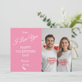 Modern Valentine’s Day Photo Card – Soft Coral Bedankkaart