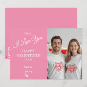Modern Valentine’s Day Photo Card – Soft Coral Bedankkaart (Voorkant / Achterkant)