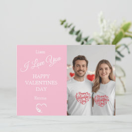 Modern Valentine’s Day Photo Card – Soft Coral Bedankkaart