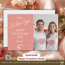 Modern Valentine’s Day Photo Card – Soft Coral Bedankkaart