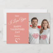 Modern Valentine’s Day Photo Card – Soft Coral Bedankkaart (Voorkant)