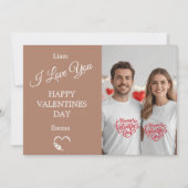 Modern Valentine’s Day Photo Card – Tan Bedankkaart (Voorkant)