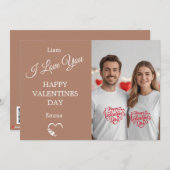 Modern Valentine’s Day Photo Card – Tan Bedankkaart (Voorkant / Achterkant)