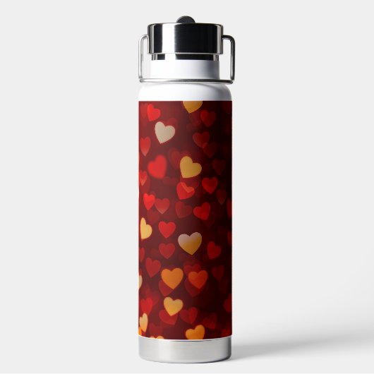 Modern Valentine's Day Romantic Heart Pattern Waterfles (Achterkant)