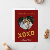 Modern Valentines Day XOXO Love Note Card for Coup Notitiekaartje (Voorkant / Achterkant in situ)