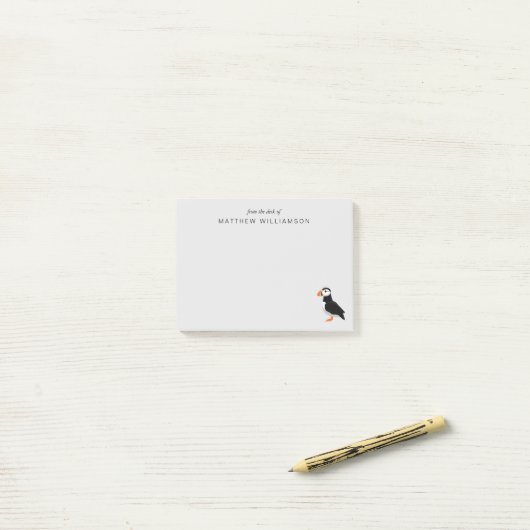 Modern van de bureau van Puffin Bird Post-it Notes (Op bureau)