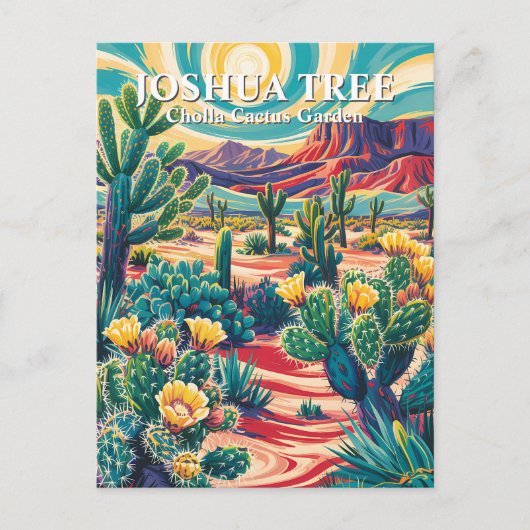 Modern Van Gogh Joshua Tree Cholla Cactus Garden Briefkaart (Voorkant)