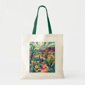 Modern Van Gogh Joshua Tree Cholla Cactus Garden Tote Bag (Voorkant)