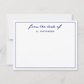 Modern van het bureau van ware marine blauwe grens notitiekaartje (Voorkant)