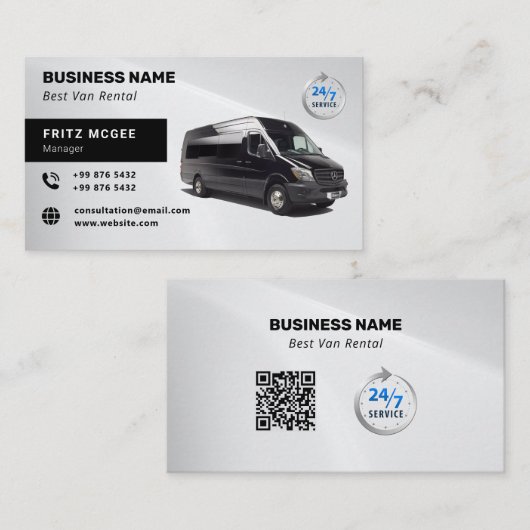 Modern Van Rental | Zilver Visitekaartje (Voorkant / Achterkant)