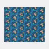 Modern Vase of Flowers Pattern Blue Fleece Deken (Voorkant (Horizontaal))