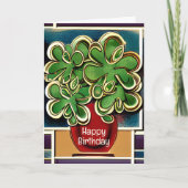 Modern Vase of Shamrocks|Clovers Happy Birthday Kaart (Voorkant)