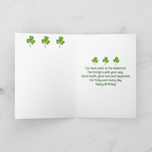 Modern Vase of Shamrocks|Clovers Happy Birthday Kaart (Binnen)