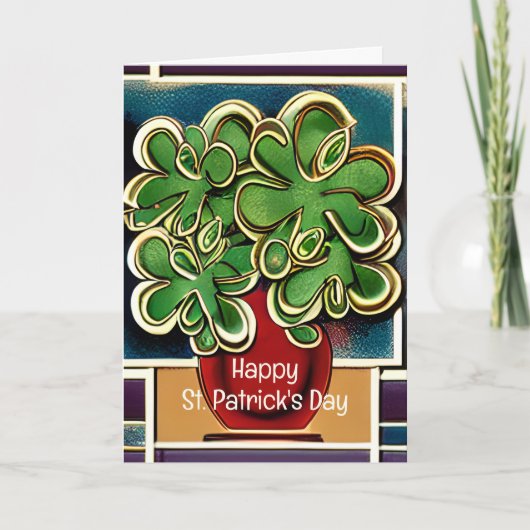 Modern Vase of Shamrocks|Clovers St. Patrick's Day Kaart (Voorkant)