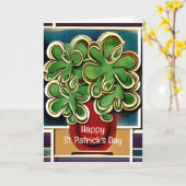 Modern Vase of Shamrocks|Clovers St. Patrick's Day Kaart (Gele Bloem)