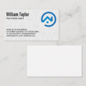 Modern Vastgoed Blauw Logo | Damask Patroon Visitekaartje (Voorkant / Achterkant)