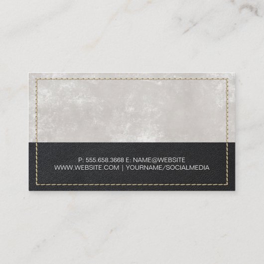modern vastgoed | gestikt leer visitekaartje (Achterkant)