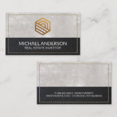 modern vastgoed | gestikt leer visitekaartje (Voorkant / Achterkant)