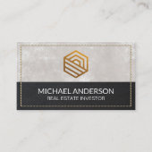 modern vastgoed | gestikt leer visitekaartje (Voorkant)