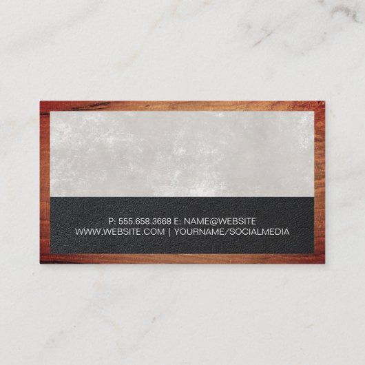 Modern vastgoed | Visitekaartje van houten leder (Achterkant)