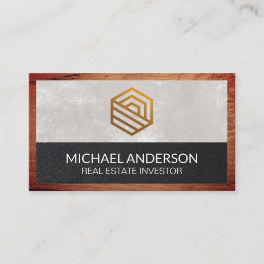 Modern vastgoed | Visitekaartje van houten leder (Voorkant)