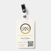 Modern vastgoed wit en goud aangepast logo badge (Voorzijde met clip)