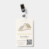 Modern vastgoed wit en gouden aangepast logo badge (Voorzijde met clip)