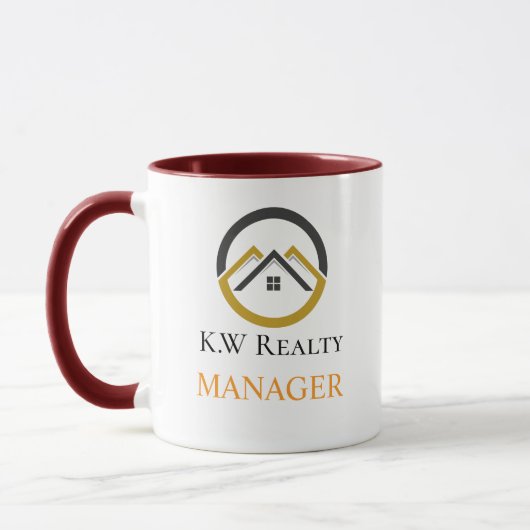 Modern vastgoed wit en gouden aangepast logo mok (Links)