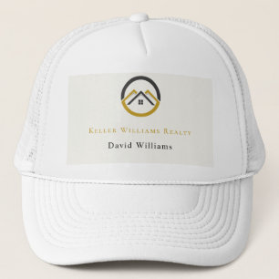 Modern vastgoed wit en gouden aangepast logo trucker pet