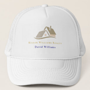 Modern vastgoed wit en gouden aangepast logo trucker pet