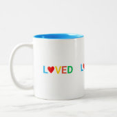 Modern veelkleurig gepersonaliseerd liefdevol hart tweekleurige koffiemok (Links)