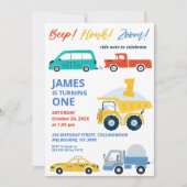 Modern veelkleurig transport 1e verjaardag kaart (Voorkant)