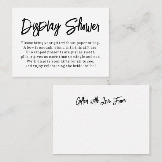 Modern, veelzijdig display Douche Bruidsgeschenkka Informatiekaartje (Voorkant / Achterkant)