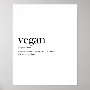 Modern Vegan grappige definitietypografie Poster