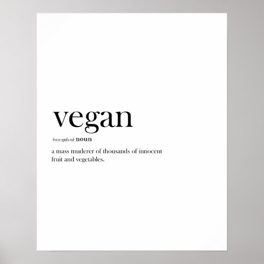 Modern Vegan grappige definitietypografie Poster (Voorkant)