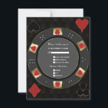 Modern Vegas Casino Gold Poker Chip Wedding RSVP Kaartje<br><div class="desc">Glamoureuze Las Vegas Casino thema trouwkaart. Het beschikt over een uniek ontwerp van de pokerchip versierd met faux goud,  rode harten met een faux gouden slag,  chique speelkaartenpak,  voor een luxe touch. Gebruik de tool Personaliseren om uw gegevens toe te voegen. Meer ideeën in mijn Poker Casino Collectie.</div>