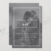 Modern Vellum Black & White Overlay Photo Wedding Kaart (Voorkant / Achterkant)