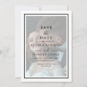 Modern Vellum Black & White Overlay Photo Wedding Save The Date (Voorkant)