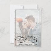 Modern Vellum Cursive Handwriting Weduwfoto Bedankkaart (Voorkant)