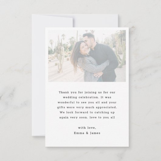 Modern Vellum Cursive Handwriting Weduwfoto Bedankkaart (Achterkant)