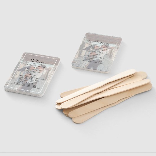 Modern Vellum Effect Overlay Photo Wedding Program Handwaaier (Niet-gemonteerd)