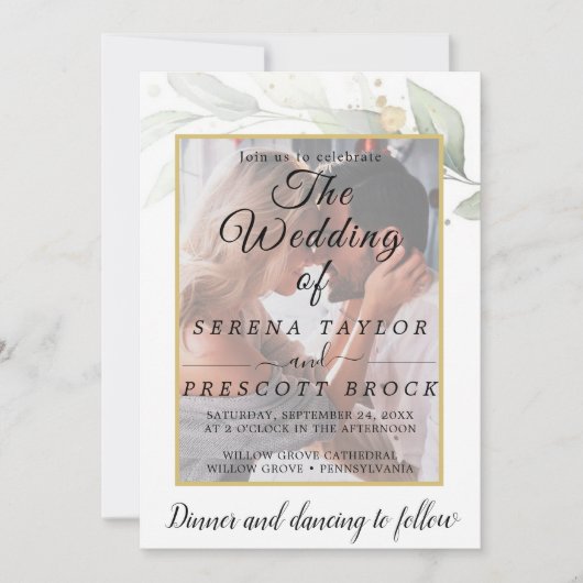 Modern Vellum Overlay Wedding Invitation Kaart (Voorkant)