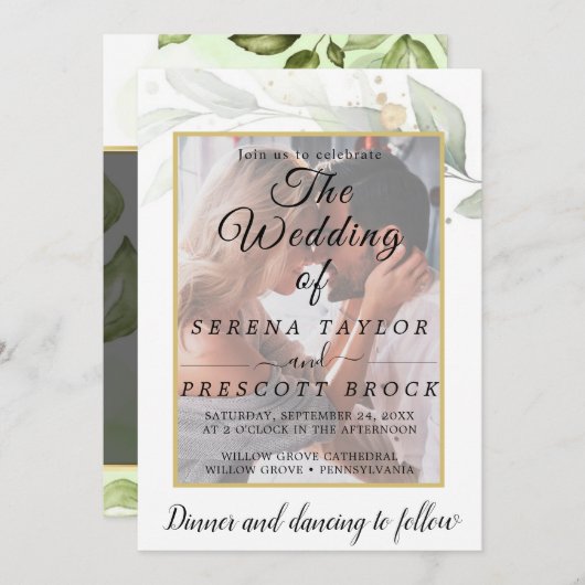 Modern Vellum Overlay Wedding Invitation Kaart (Voorkant / Achterkant)