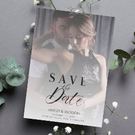 Modern Vellum Transparency Wedding Photo Script Magnetische Uitnodiging