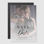 Modern Vellum Transparency Wedding Photo Script Magnetische Uitnodiging (Voorkant / Achterkant)