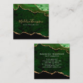 Modern Velvet Green Marble Agate Geode Square Vierkante Visitekaartje (Voorkant / Achterkant)