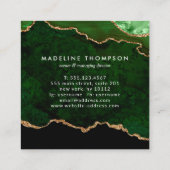 Modern Velvet Green Marble Agate Geode Square Vierkante Visitekaartje (Achterkant)