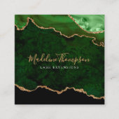 Modern Velvet Green Marble Agate Geode Square Vierkante Visitekaartje (Voorkant)